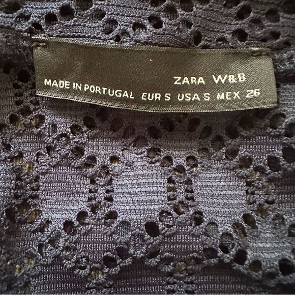 Navy Blue Patterned Women's Top - Picture 2 of 5